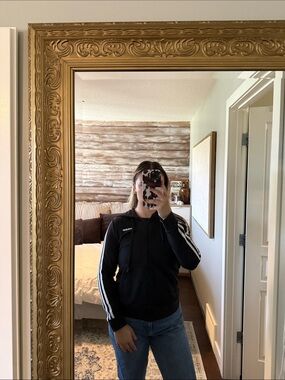 adidas Black Three-Stripe Full-Zip Hoodie